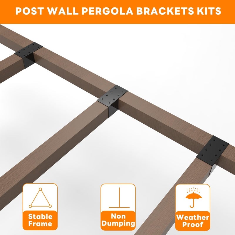 YEOOE 6 Pack Pergola Brackets 4x4 (Actual: 3.5x3.5 Inch), Rafter Post Connectors, Deck Railing Kit, Wall Mount for Lumber Gazebo Sunroom Carport - Image 4